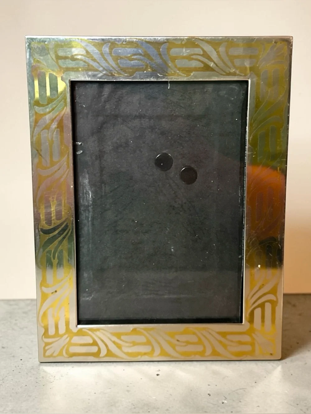 Vintage Art Deco STYLE METAL BRASS INLAY Frame 3.5x5